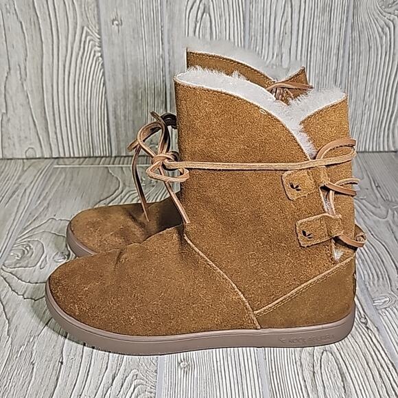 Koolaburra by UGG Shazi Short Chestnut Leather Boots Women Size 6 - Picture 4 of 14